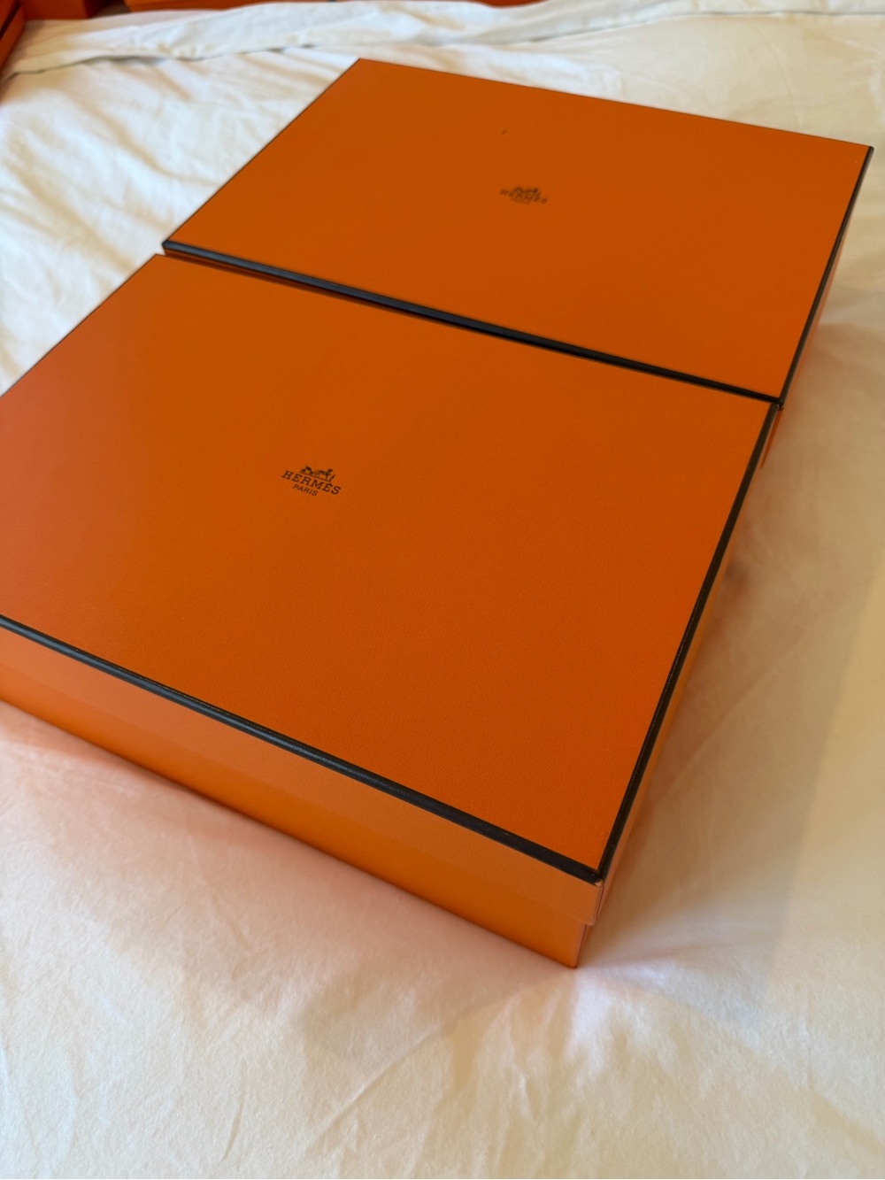 Authentic Hermès Empty Gift Boxes Set of 2 with Ribbon & Tissue Paper